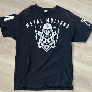 Vintage Y2K Metal Mulisha Grunge T Shirt‎ Mens Large S/S  Black Skull MX Moto